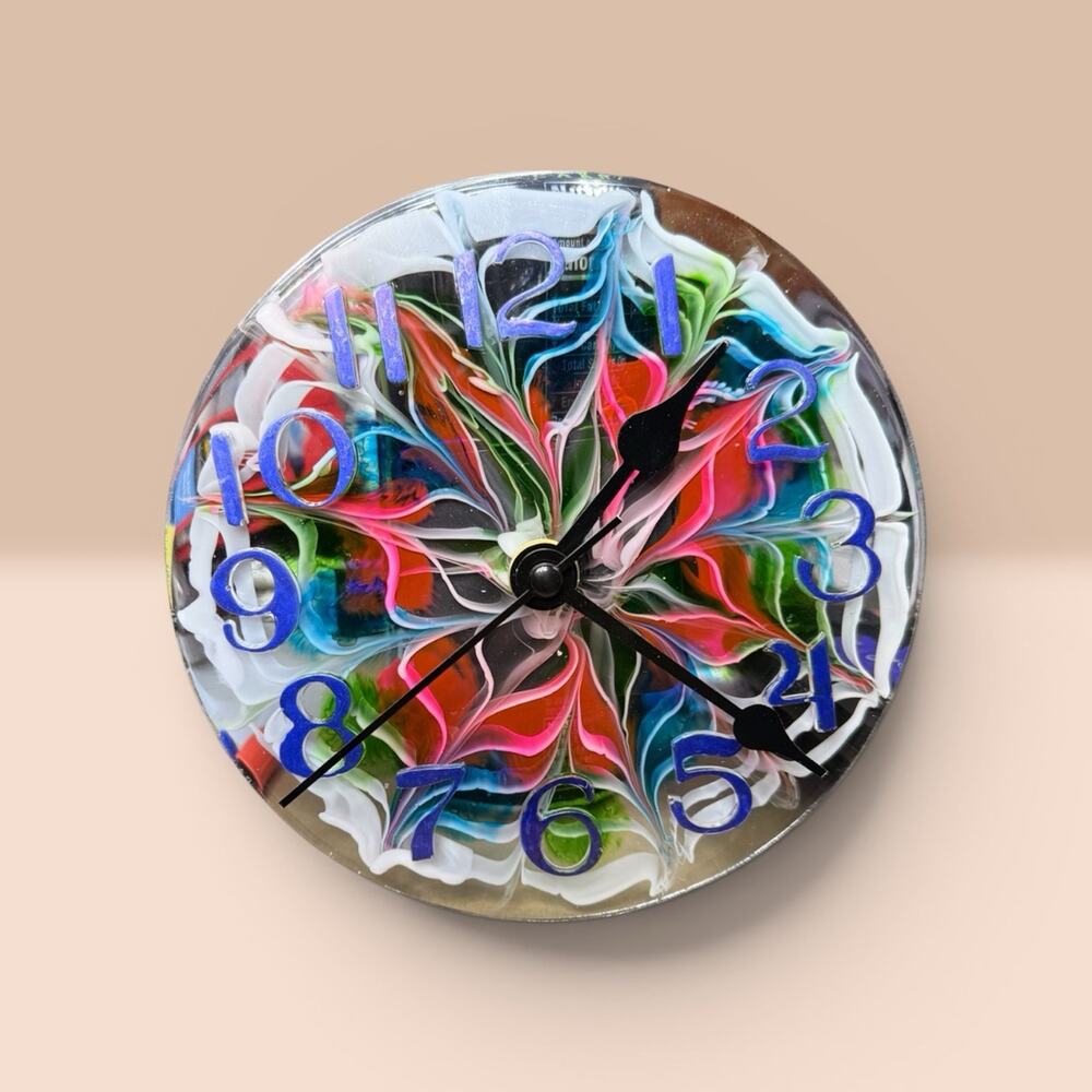 Colorful Handcrafted Resin Clock | Modern Number Desk Clock | Unique Functional